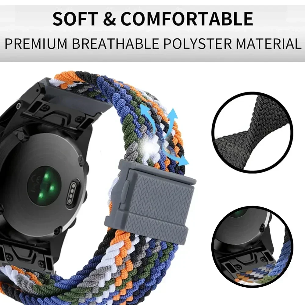 Correa deportiva de nailon ultraligera para reloj, pulsera de 26/22mm para Garmin Fenix 6X 6 Pro 5X 5 Plus 7X 7Pro/Epix 2/Enduro 2/935 965 955 - imagen 4