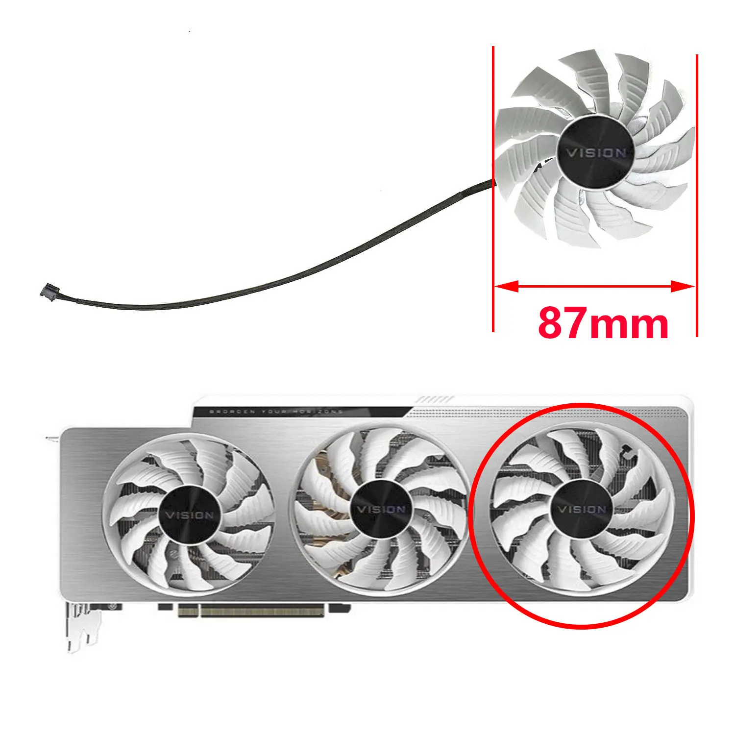 82mm 87mm PLA09215S12H 12V 0.55A RTX3080 3090 ventilador gráfico para GIGABYTE RTX 3070 3080 Ti RTX 3090 Vision OC 3X ventilador de tarjeta de vídeo - imagen 4