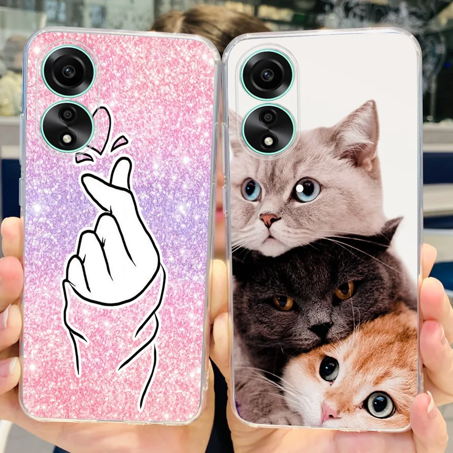 Funda de silicona blanda con dibujos animados de gato para Oppo A78, carcasa trasera de TPU, 4G, CPH2565 - imagen 2