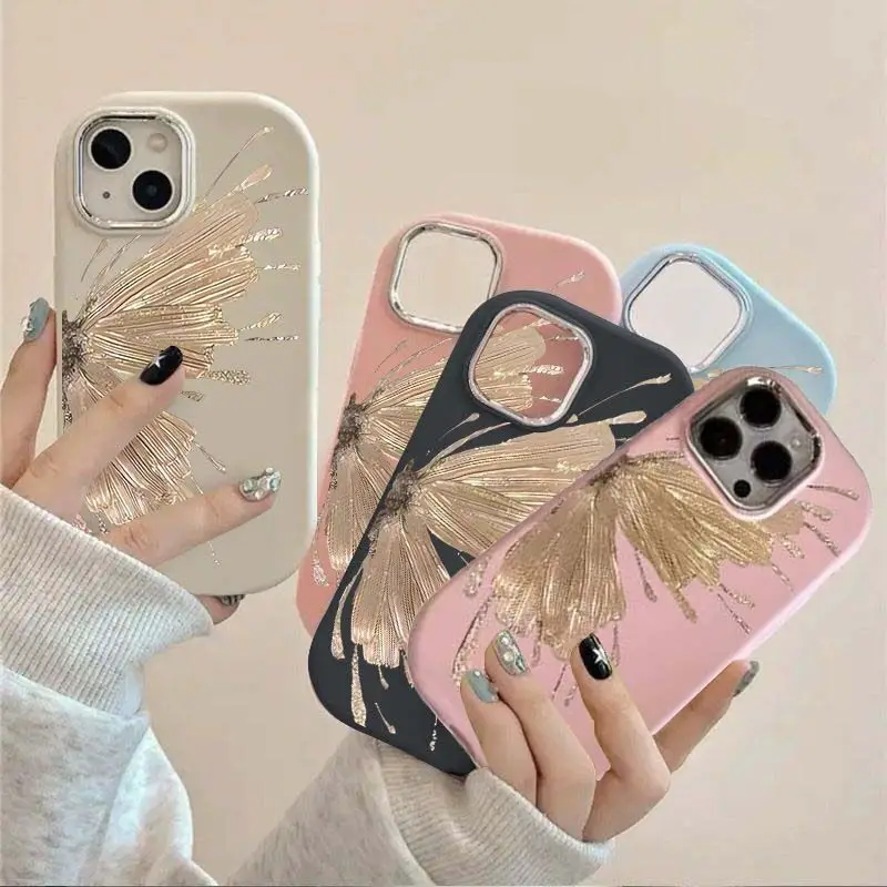 Funda de teléfono de mariposa dorada para VIVO Y22S, Y17S, Y21, Y21S, Y33S, Y16, Y36, Y15S, Y15A, V23, V29, V27, V25, V30 Pro, V29E, V27E