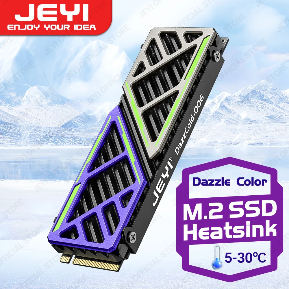 JEYI Dazzcold M.2 SSD disipador de calor 2280 NVME NGFF radiador magnesio aleación de aluminio PC enfriador eficiente con almohadilla térmica de silicona - imagen 2