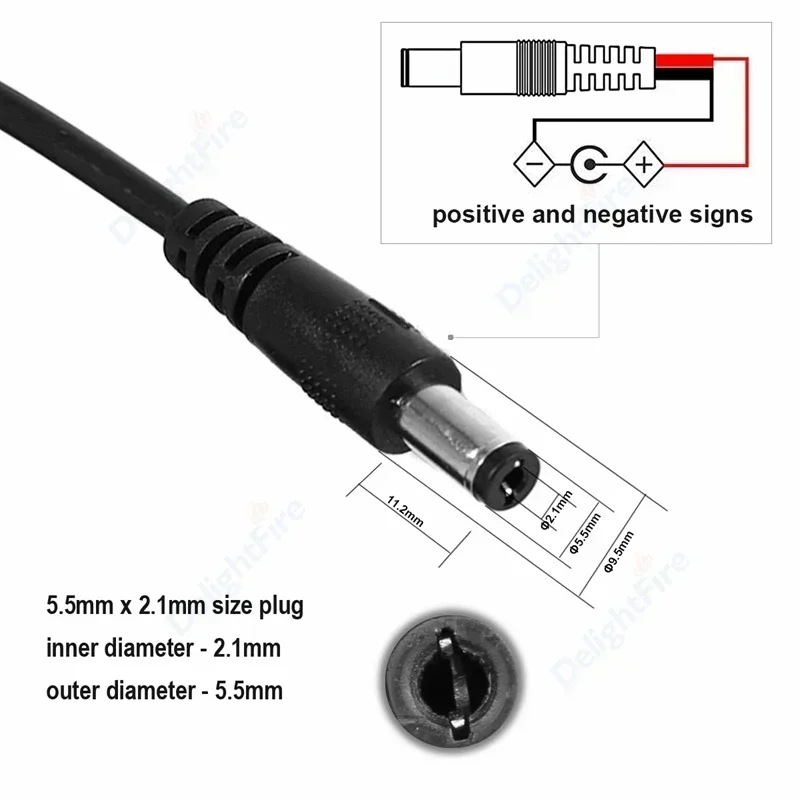 Cable divisor de alimentación de CC, adaptador de corriente de 1 a 2 vías, 5,5mm, 2,1mm, 5V, 12V, conector para tira de luces LED, cámara CCTV - imagen 3