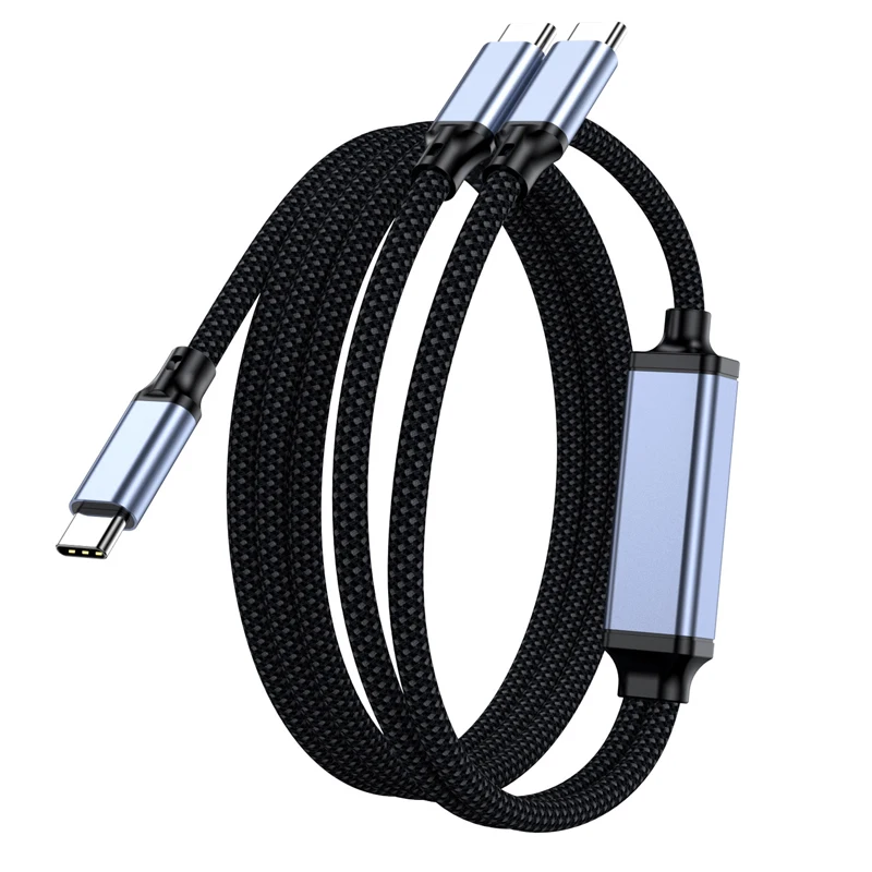 Cable PD 100W USB tipo C para iPhone 15 16 17 Pro 2 en 1 cargador de carga rápida USBC para Macbook Samsung Cable de datos divisor de energía - imagen 2