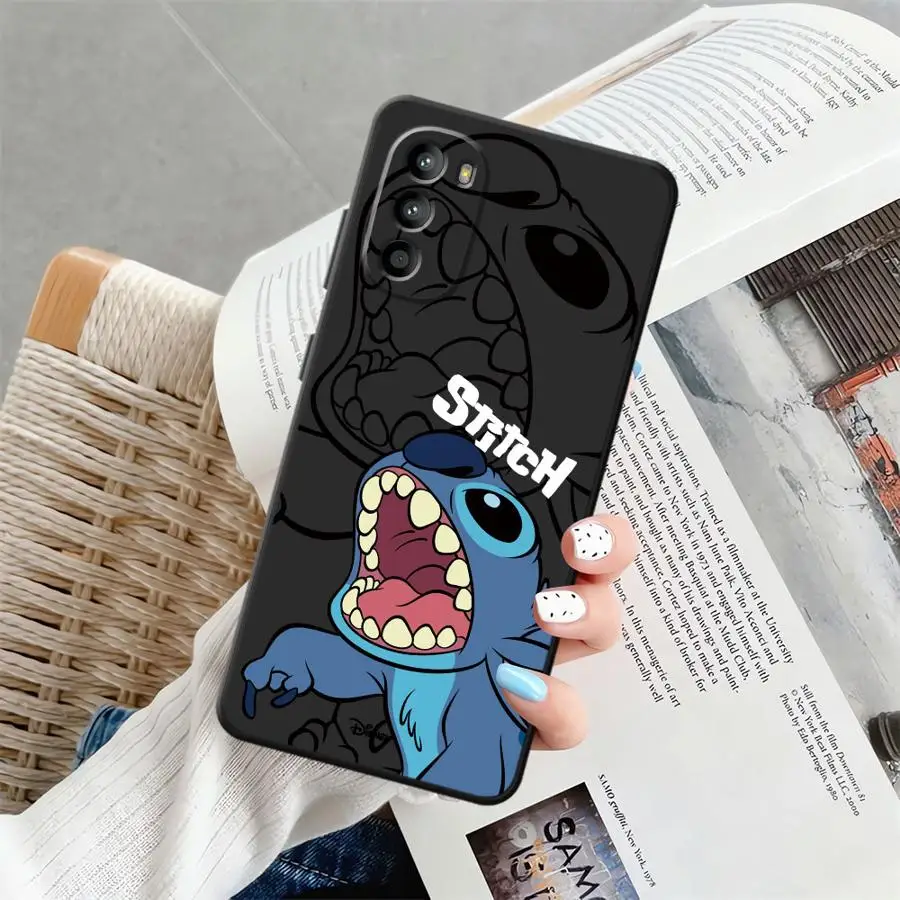 Funda de teléfono suave negra de dibujos animados de Disney Stitch para Motorola Mot G60s G51 G73 G53 G30 G22 Edge40 G60 G52 G71 G32 Edge 20 Pro - imagen 5