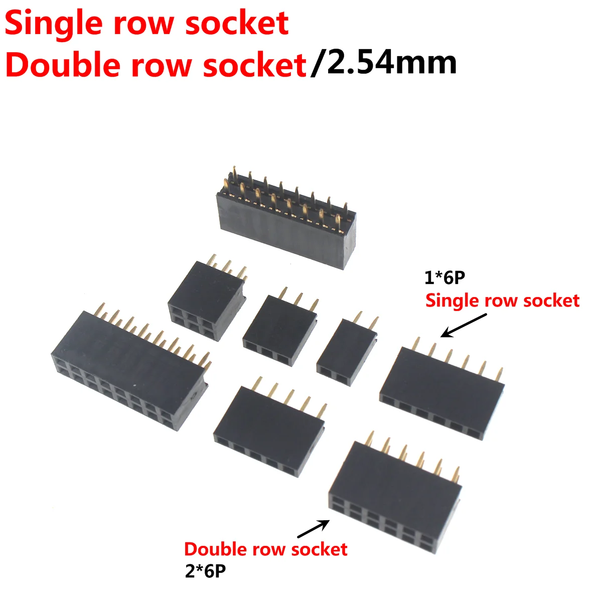 10 Uds. Conector de cabezal hembra de una sola fila paso 2,54mm 1*2P 3P 4P 6P 8P 12P 15P 20P 40P conector de pines para Arduino - imagen 2