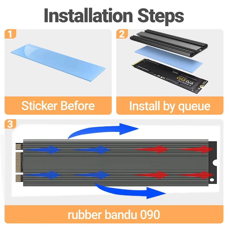TEUCER M.2 2280 Cooler M2 NVME NGFF SSD Unidad de estado sólido disipador de calor radiador de aluminio con almohadilla térmica de silicona para PC PS5 - imagen 4