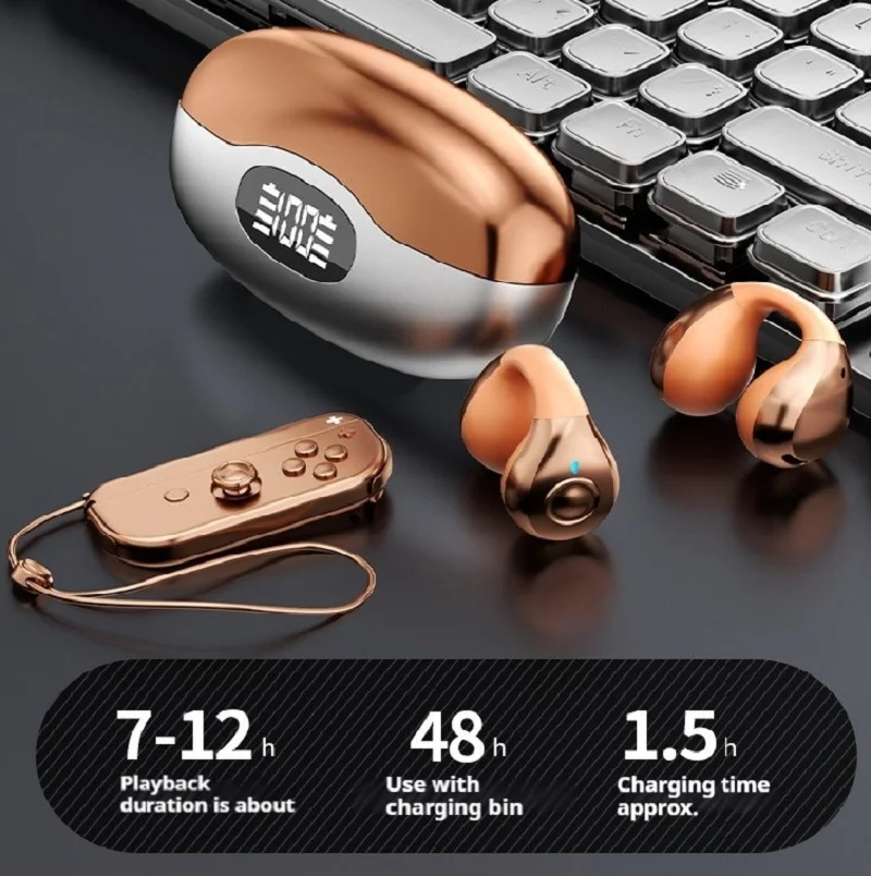Auriculares de conducción ósea con Clip, sonidos envolventes, inalámbricos por Bluetooth, auriculares con reducción de ruido, auriculares deportivos con micrófono - imagen 3