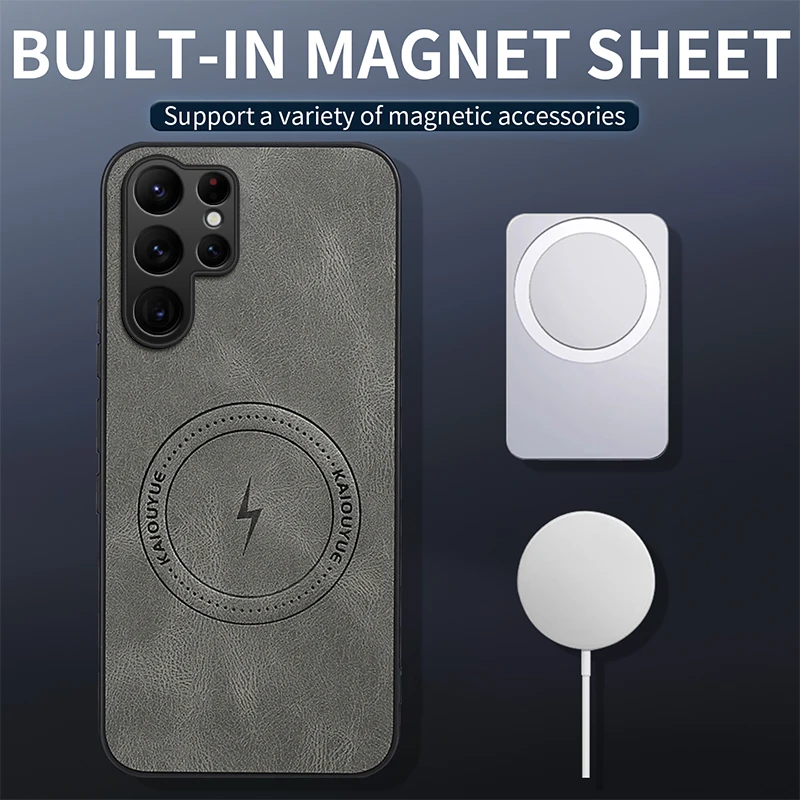 Funda de cuero magnética para Samsung Galaxy S25 FE S24 S23 S22 S21 Ultra Plus Edge, carcasa protectora completa para cámara Mag-safe - imagen 5