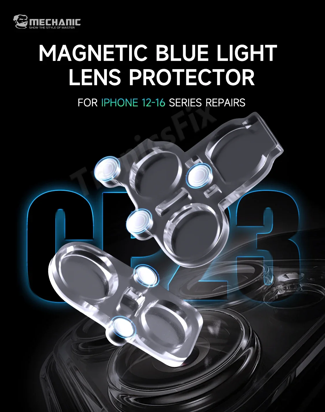 MECHANIC CP23 Cubierta magnética de lente de luz azul - Funda protectora resistente a los arañazos de cobertura total para iPhone 12-16Promax - imagen 4