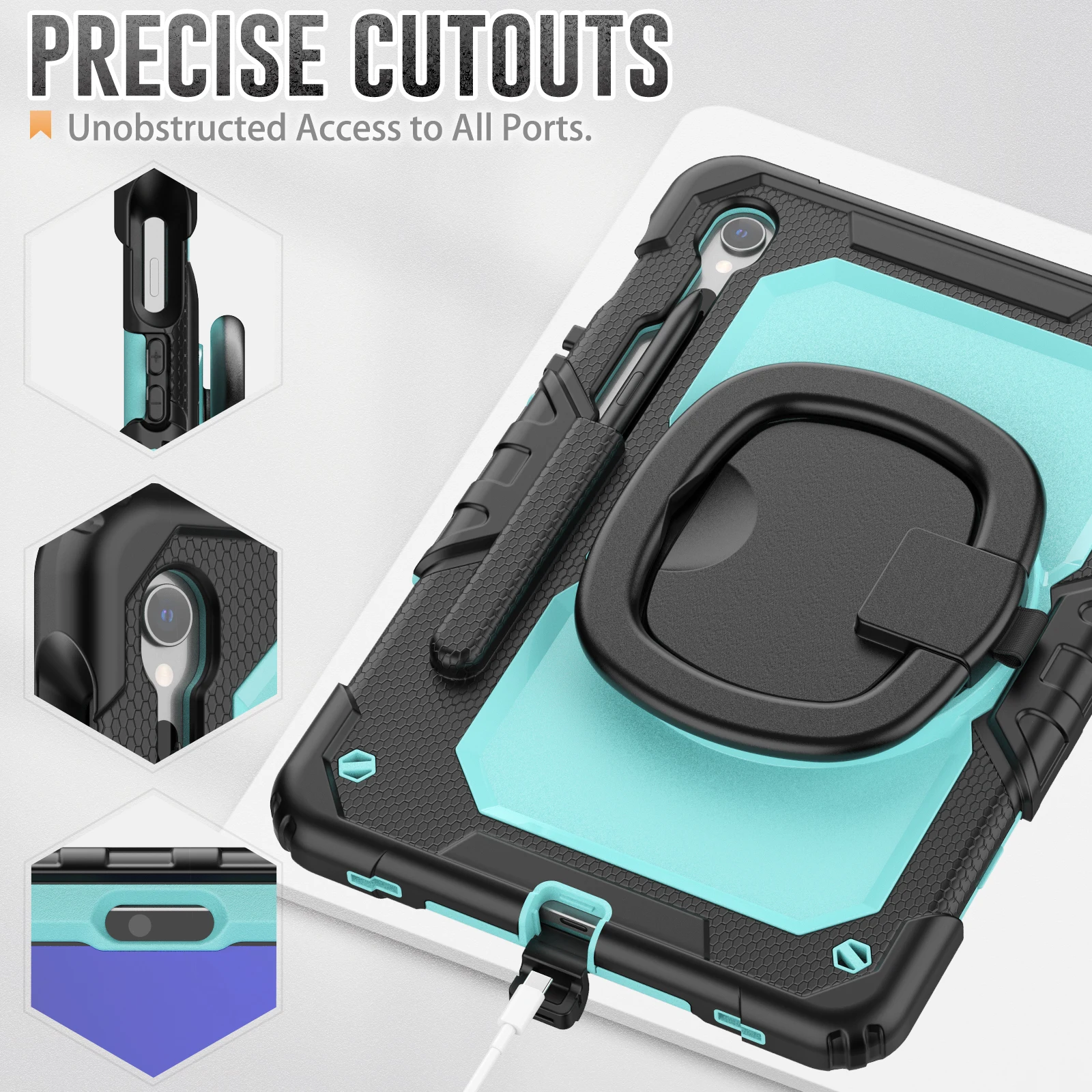 Funda Universal con soporte giratorio 360 para Samsung Tab S10 Lite S9 FE SM-X400 X406 X520 X526 X510 X516 X710 X716 - imagen 5