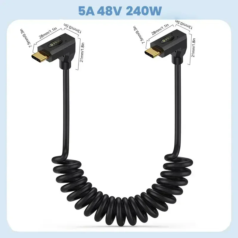 Cable de datos telescópico USB 4,0, cable macho Dual tipo C Lightning Notebook, transmisión de alta velocidad de 40Gbps, línea Coaxial PD de 1,2 M - imagen 4