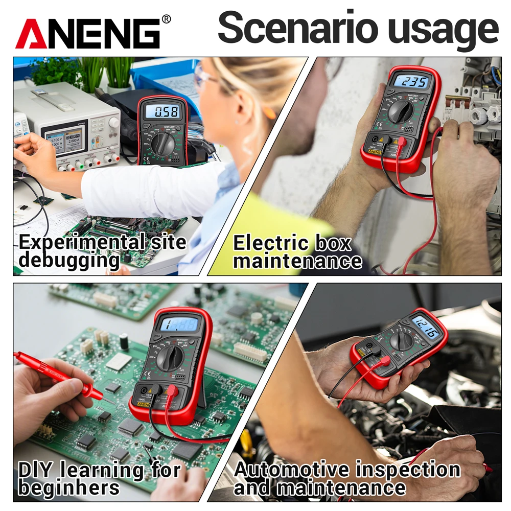 ANENG AN8205C probador de circuito eléctrico de coche multímetro AC/DC amperímetro voltios Ohm multímetro probador medidor herramientas de prueba de triodo hFE - imagen 2