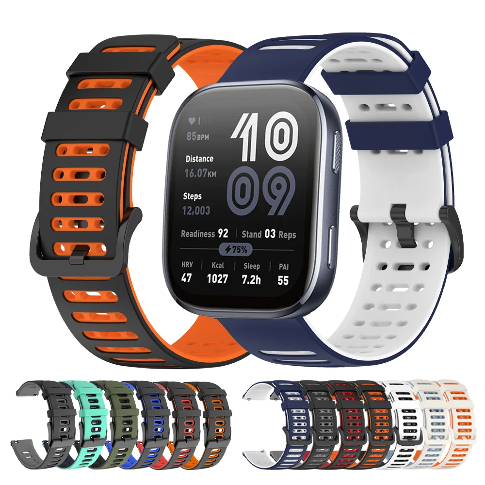 Correa de silicona de 22mm para Amazfit BALANCE 2/Bip 6 5 correa para Amazfit GTR 4 3 pro 2 2e/Stratos 3 2 2S/CHEETAH correa de reloj transpirable