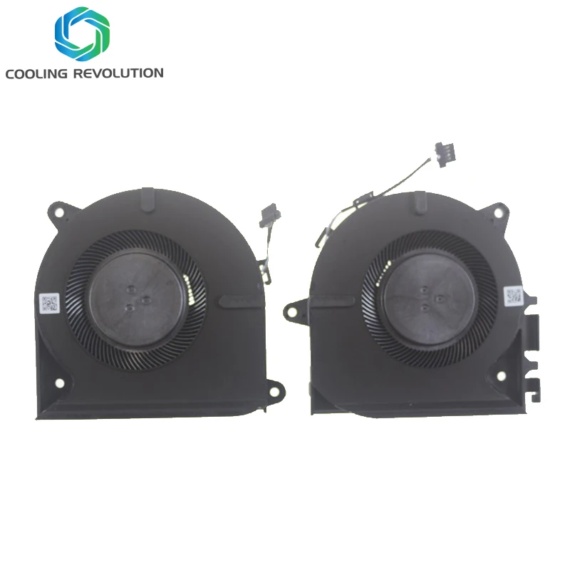 Dos fanáticos negros con un logotipo blanco a la izquierda