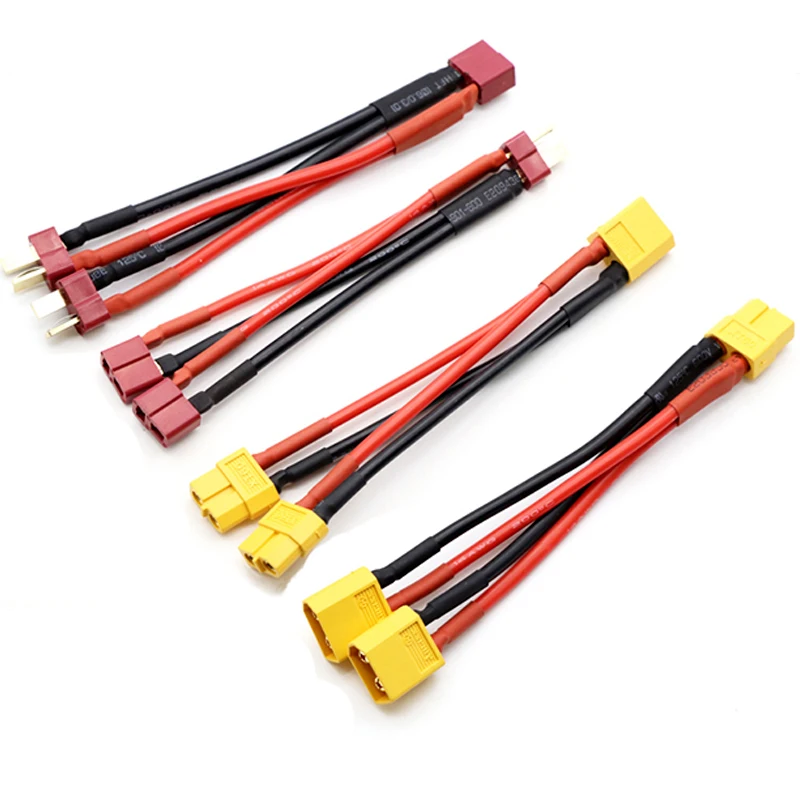 Conector de batería paralelo XT60 XT90 XT30, Cable macho/hembra, extensión Dual, divisor Y, Cable de silicona de 2 vías para batería RC