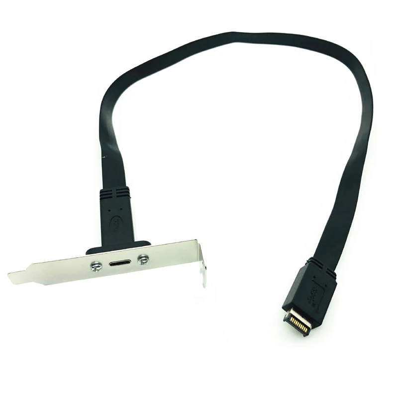 Cabecera de Panel frontal USB 3,1, 50cm, tipo E a USB-C tipo C, Cable de extensión de conector hembra + conector tipo E de tornillo de montaje en Panel