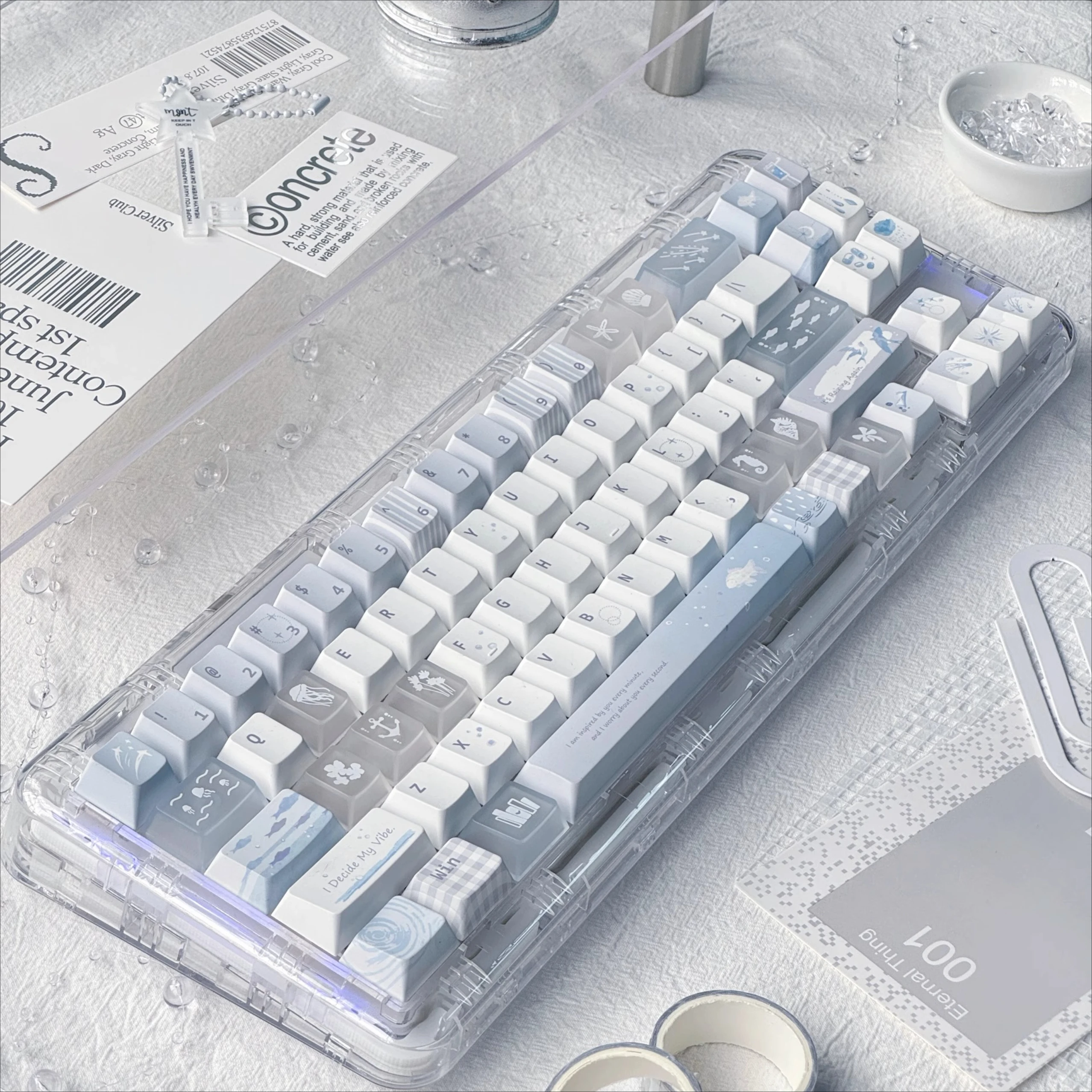 Juego de teclas con tema MoCoo-Blue Island, teclas de teclado con perfil de cereza de sublimación personalizadas para accesorios de teclado mecánico - imagen 2