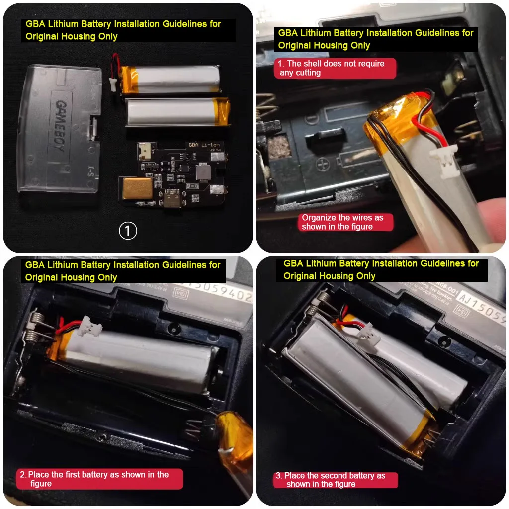 USB-C de batería de litio recargable para Nintendo Game Boy Advance GBA, 1800mAH, desmontable para usar - imagen 4