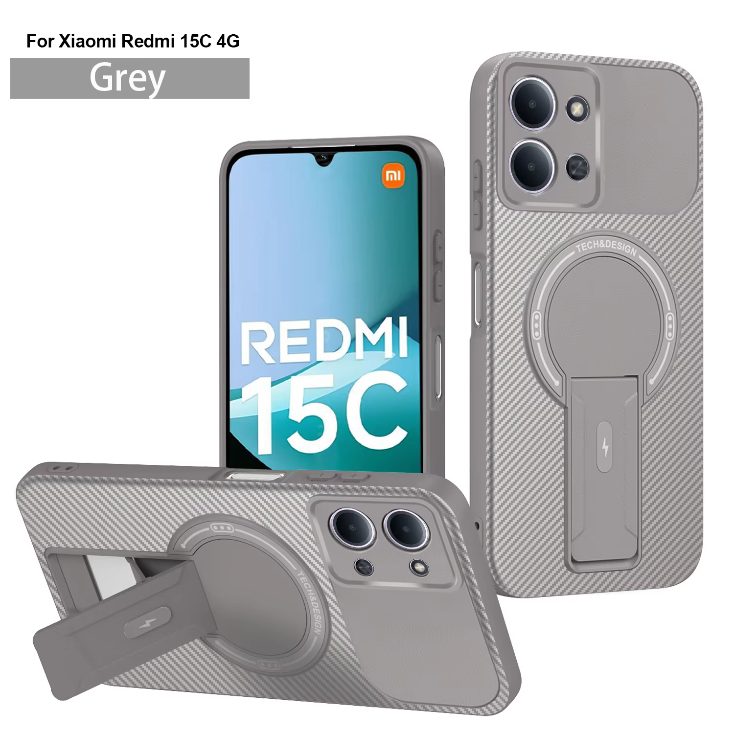 Funda magnética para POCO C85 Redmi 15C 4G, soporte con patrón de fibra de carbono, protección militar contra caídas, cubierta a prueba de golpes para POCO C85