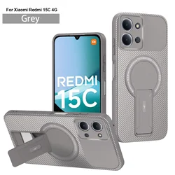 Funda magnética para POCO C85 Redmi 15C 4G, soporte con patrón de fibra de carbono, protección militar contra caídas, cubierta a prueba de golpes para POCO C85
