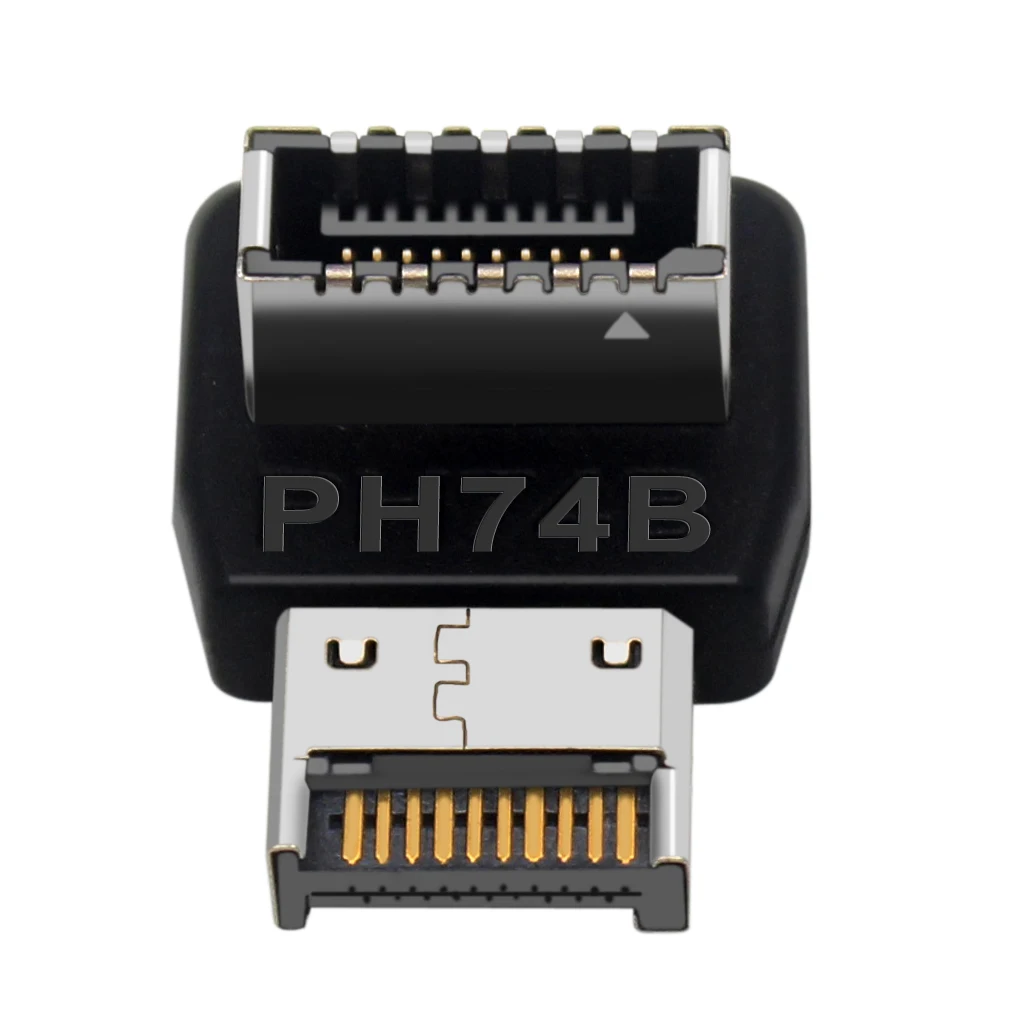 Adaptador de conector USB USB3.1 10G USB3.2 20G TYPE-E caja adaptadora convertidora de 90 grados enchufe frontal tipo C para placa base de computadora - imagen 2