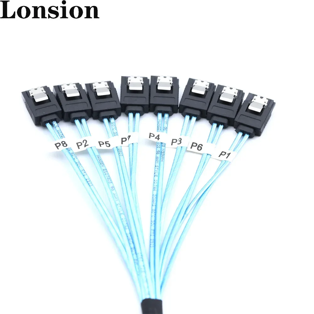 Cable de datos SATA 7P hembra de 8 puertos SATA de alta velocidad, 7 pines, 6Gbps, para disco duro SSD, unidad óptica, servidor, Host, 0,5 m/1m - imagen 3