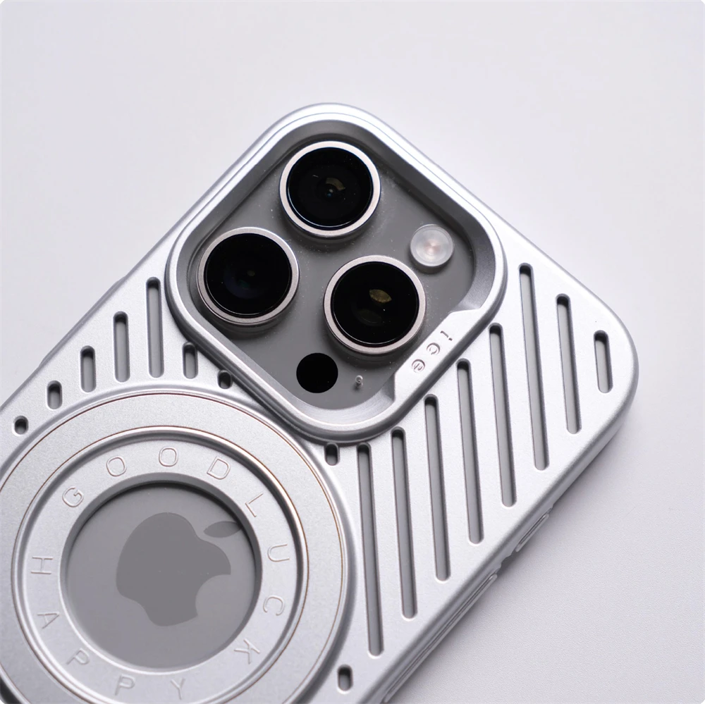 Funda rígida magnética de lujo para PC con disipación de calor para iPhone 16 Pro Max 15 14 12 13 para Magsafe, cubierta con logotipo hueco transpirable - imagen 2