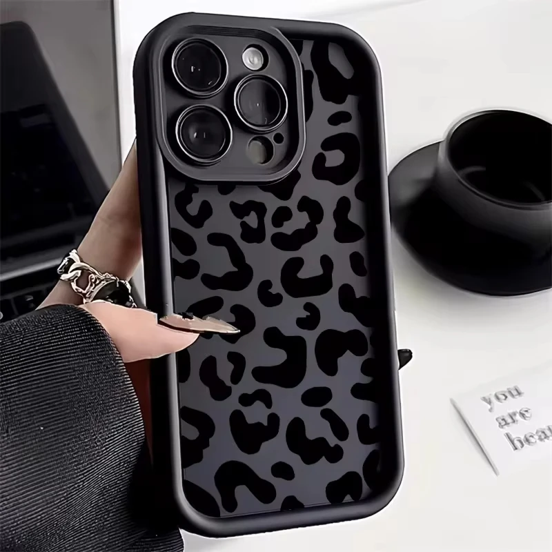 Funda de teléfono con estampado de leopardo para iPhone, carcasa suave de silicona mate para iPhone 14 Pro, 11, 13, 12, 16, 15 Pro Max, XR, XS, X, 7, 8 Plus, SE