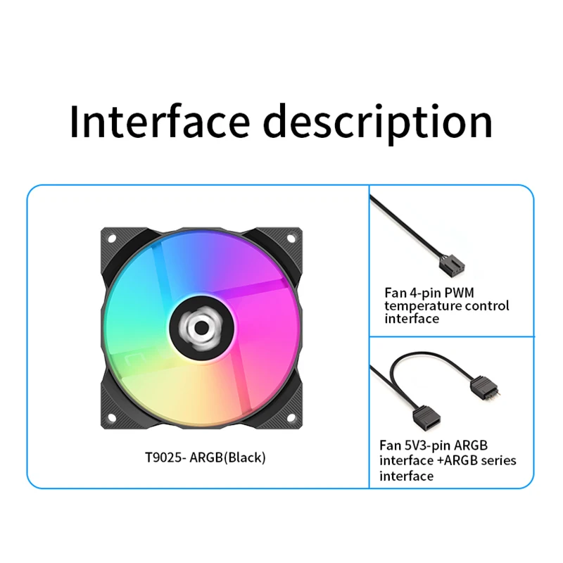 TEUCER 92MM ARGB PWM CPU ventilador enfriador 5V 3 pines ARGB + 4 pines Control inteligente de temperatura 9CM ventilador silencioso para cajas de PC pequeñas - imagen 5