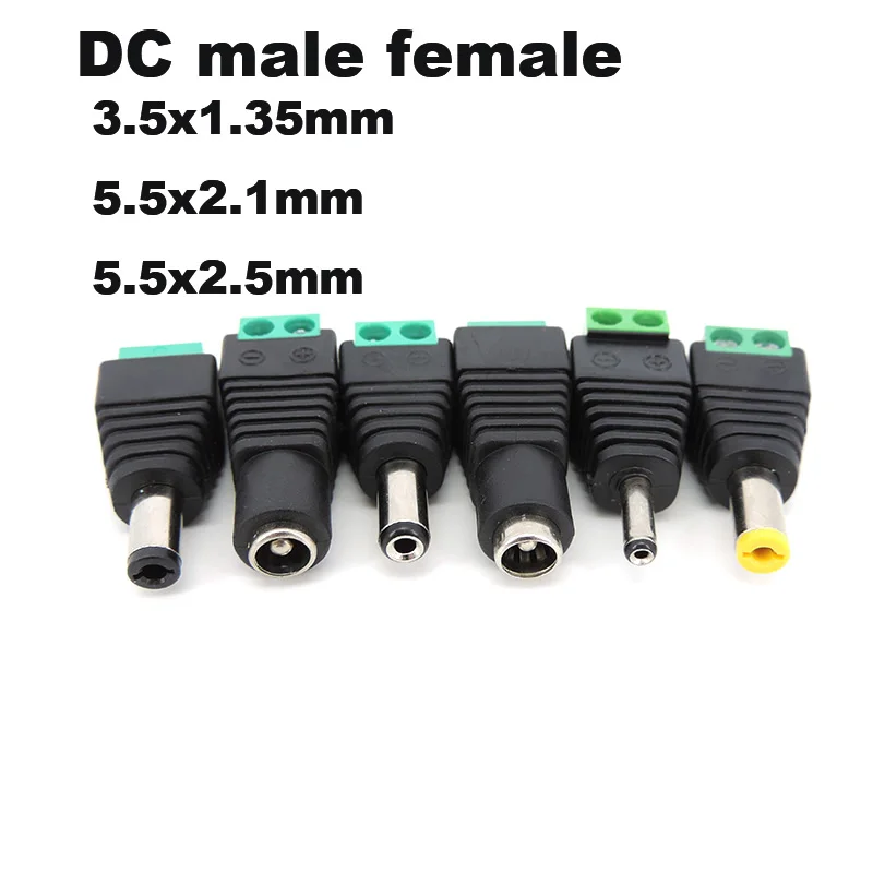 Conector de CC hembra y macho, 5,5x2,1 MM, 5,5x2,5 MM, 3,5x1,35 MM, adaptador de toma de corriente, enchufe de tira de luz Led - imagen 2