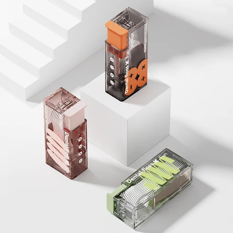 Dispensador de hilo dental que incluye 10 Uds., organizador de hilo expulable automático, cuidado bucal, palos de hilo dental desechables a presión, portátiles - imagen 5