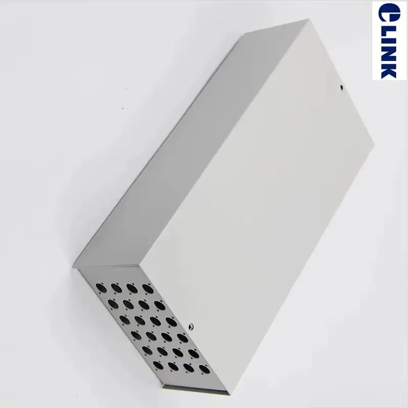Caja de terminales FC en blanco, 24 núcleos, FTTH SPCC, 24 puertos, panel de conexión de fibra óptica FC, caja de distribución FTTX, Beige, ELINK, 1,0mm de espesor
