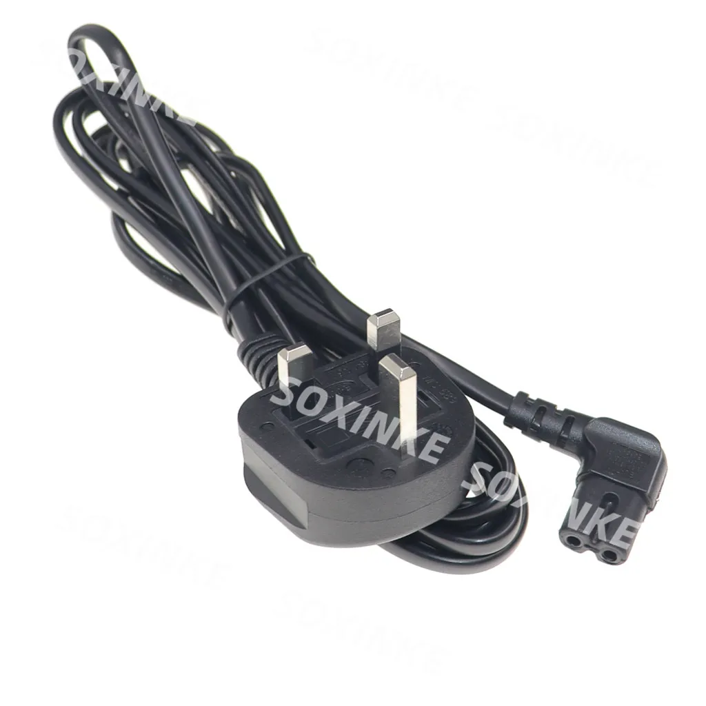 Reino Unido británico de 3 pines a figura 8 C7 en ángulo recto Singapur Malasia Cable de alimentación de CA para impresoras de TV cámaras PS4 PS3 3M