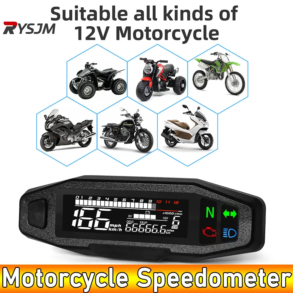 Velocímetro Universal AD para motocicleta, medidor de velocidad Digital, tacómetro LED, Panel de instrumentos, pantalla LCD, soporte Y - imagen 2