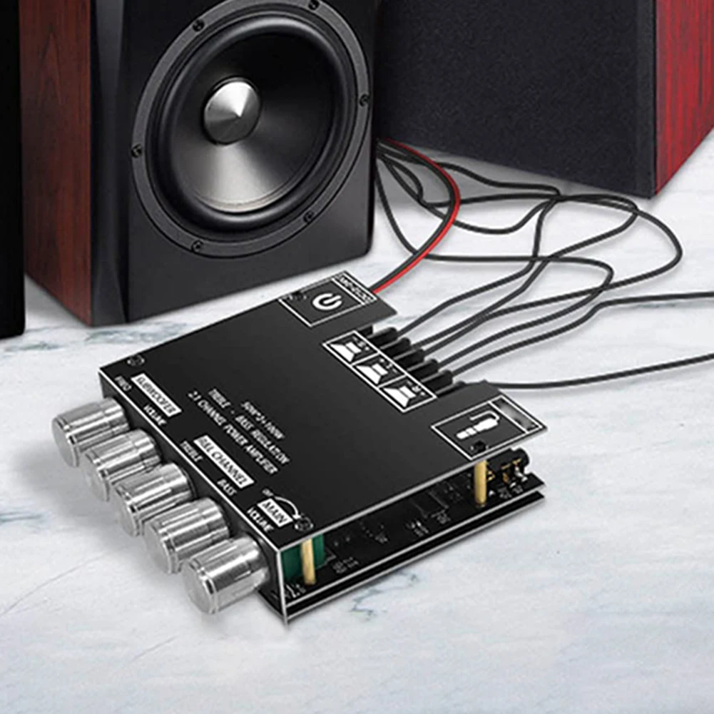 Placa amplificadora para subwoofer Bluetooth 5,0, módulo de placa amplificadora estéreo HIFI Digital de Audio de alta potencia de 2,1 canales 50Wx2 + 100W