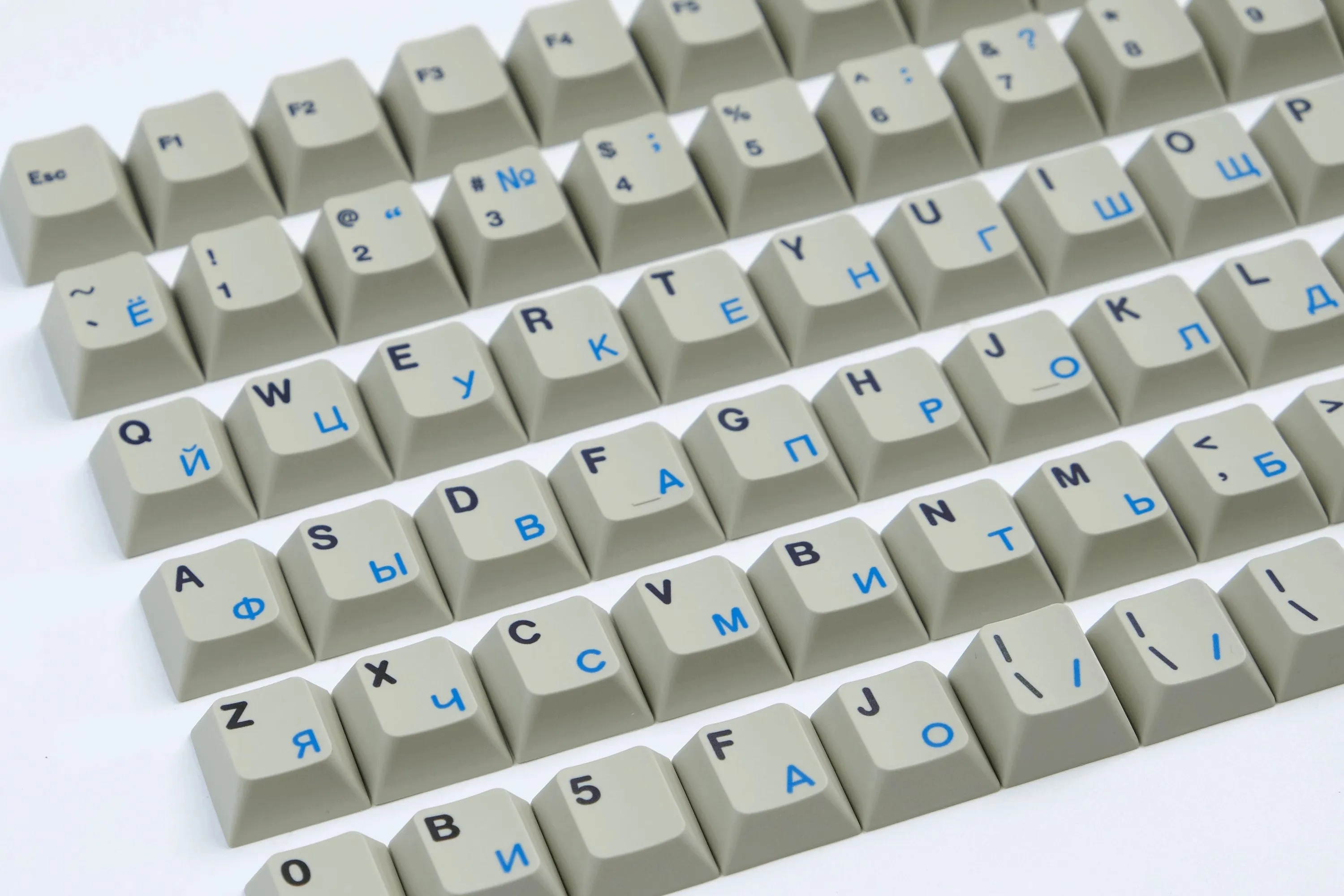 1 Set Tastenkappen für den Buchstabenbereich, Rot, Blau, Grau, russische Mandarinensymbole, Tastenkappen, PBT-Farbstoffsubbed, Kirschprofil, Tastenkappen-Ergänzungsset - imagen 4