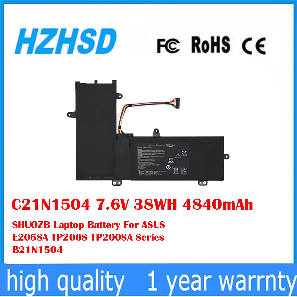 C21N1504 7,6 V 38WH 4840mAh SHUOZB batería del ordenador portátil para ASUS E205SA TP200S TP200SA serie B21N1504