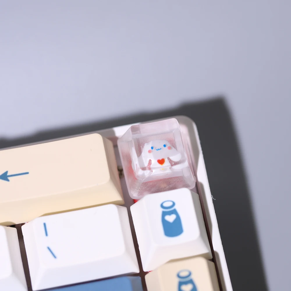 DIY Keycap lindo dibujos animados Sanrio teclas de resina transparente para teclados mecánicos de eje transversal OEM R4 juego retroiluminación Kurumi Keycap - imagen 5