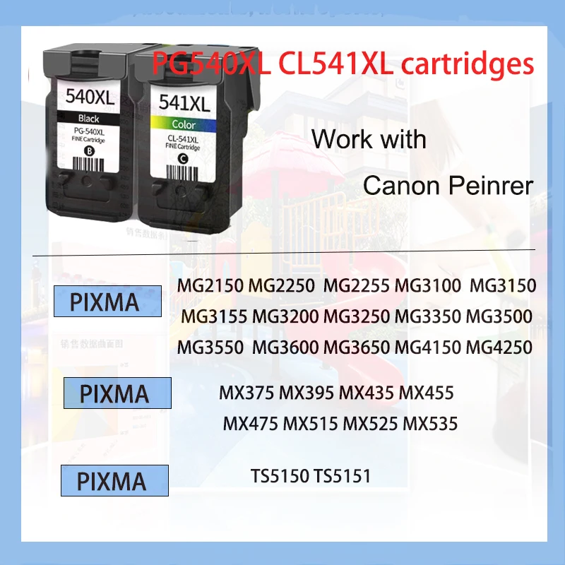 Cartuchos de tinta para Canon PG-540, para modelos PG540, CL541, CL-541, PG 540, CL 541, PIXMA mg3250, MG3255, MG3550, MG4100, mg4150, MG4200, mg4250 y PG-540XL - imagen 3