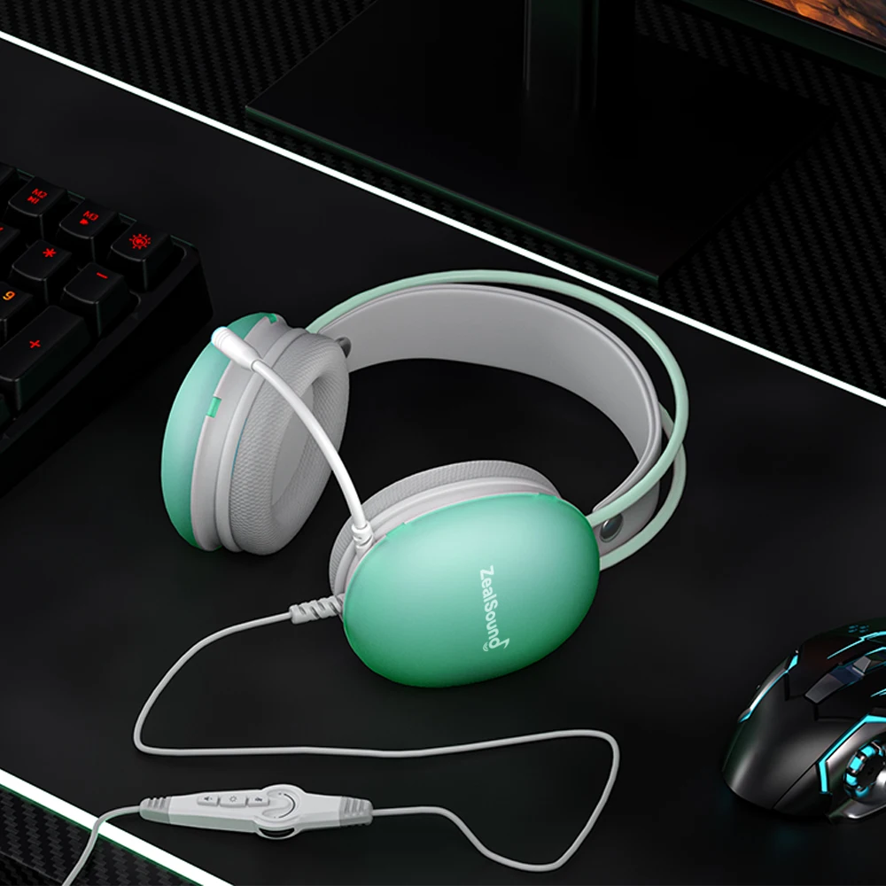 Haomuren RGB USB auriculares para juegos para PC portátil PS4 PS5 auriculares con cable con micrófono bajo envolvente sobre la oreja auriculares con luz completa S600 - imagen 5