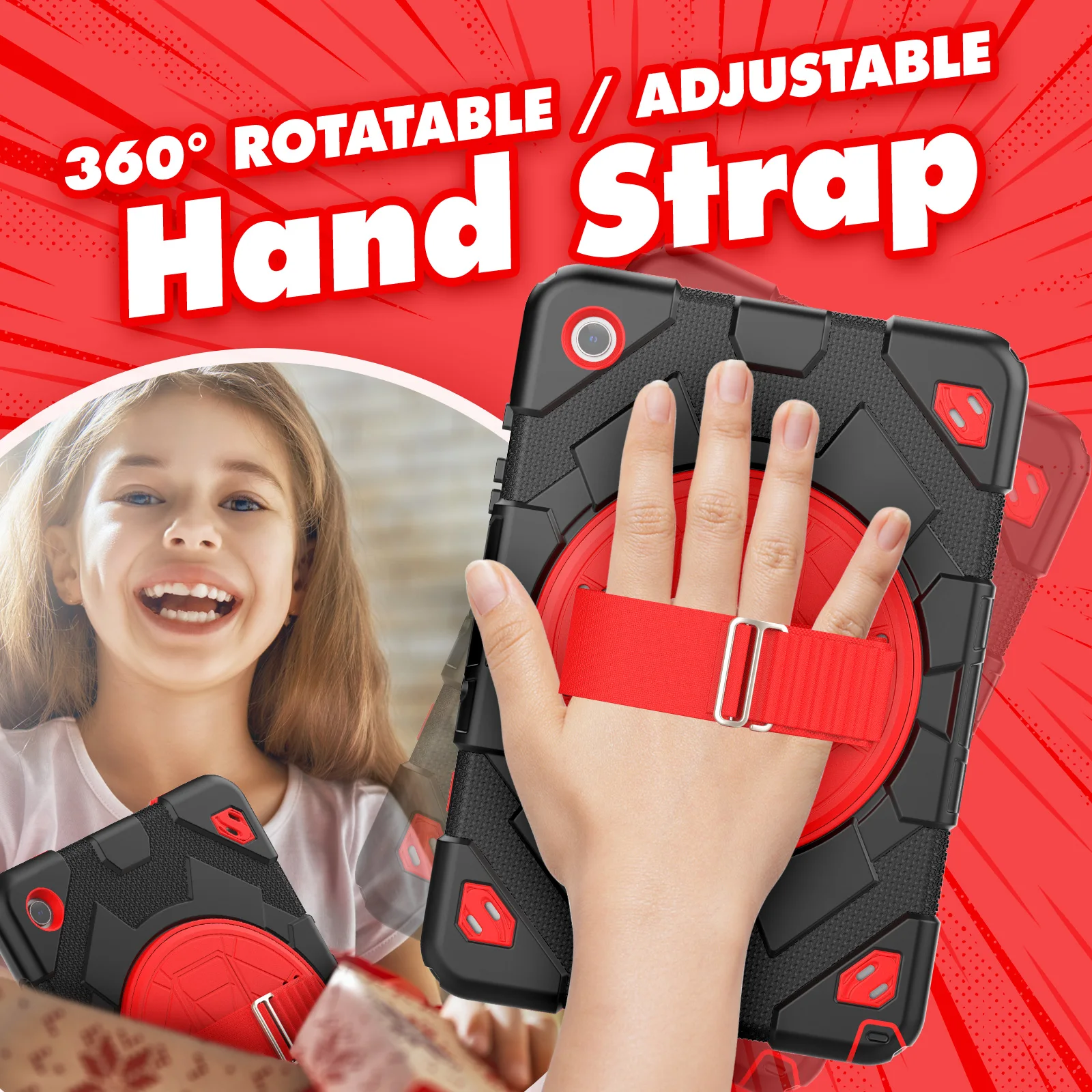 Funda híbrida para Samsung Galaxy Tab A9 Plus 2023 11,0 pulgadas SM-X210 SM-X215 SM-X216B 360 soporte giratorio armadura cubierta correa de hombro - imagen 4