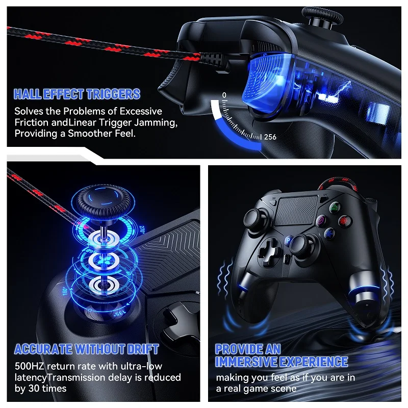 Mando con cable para consola PS5/4/PC con controlador de vibración Dual Turbo, sin retraso, conexión instantánea, accesorios de mango de Control de juego - imagen 5