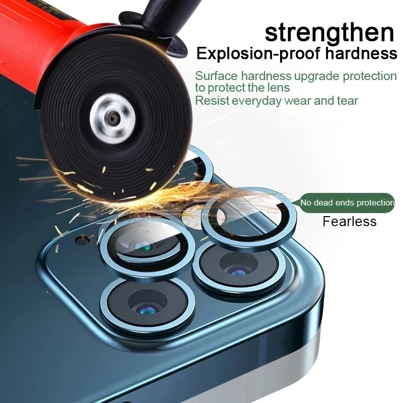 Protector de lente de cámara para iPhone 11 12 13 14 Pro Max, Protector de anillo de Metal de vidrio para iphone 15 14 Plus 13mini, película de cámara, 2-3 uds. - imagen 3