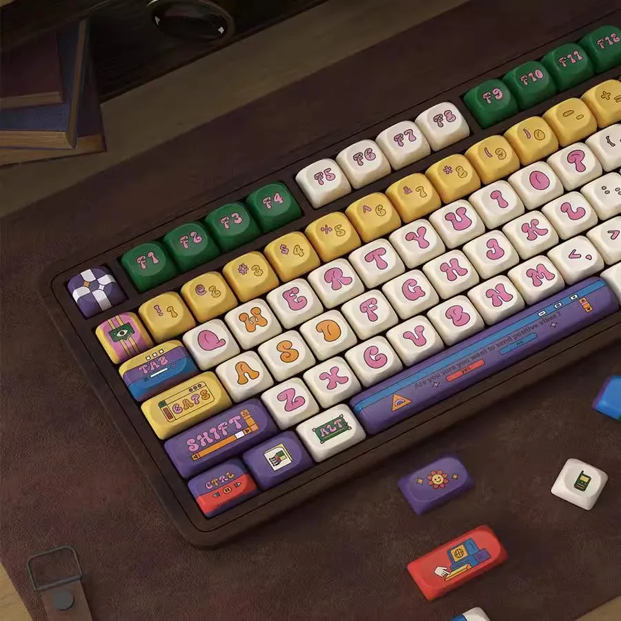 1 Juego de teclas Vintage americanas, teclas subtecladas PBT, perfil de cereza SOA, teclas bonitas redondeadas para teclado MX Switch 68 75 96 980 - imagen 4