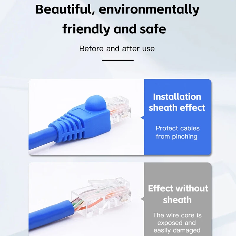 Colorido CAT5E CAT6 RJ45 conector de red Ethernet cubierta de enchufe botas de alivio de tensión cabeza de cristal funda protectora de Cable para 8P8C - imagen 5