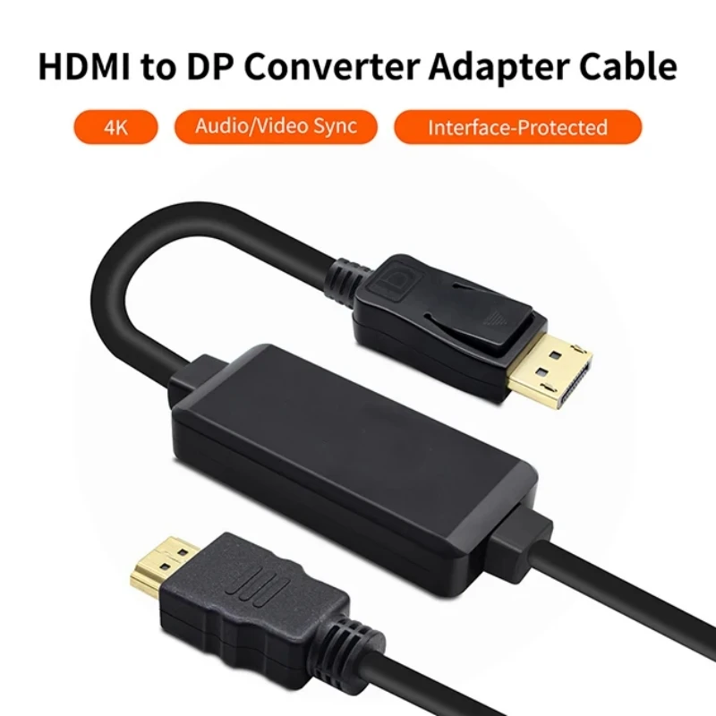Cable adaptador convertidor 4K HDMI a Displayport 1,5 M HDMI 1,4 a Displayport 1,2 4K @ 30Hz 1080P @ 120Hz para PC portátil PS4 Apple TV - imagen 2