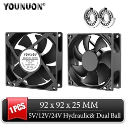 YOUNUON Ventilador PC 92 mm DC Sin Escobillas 5/12/24 V
