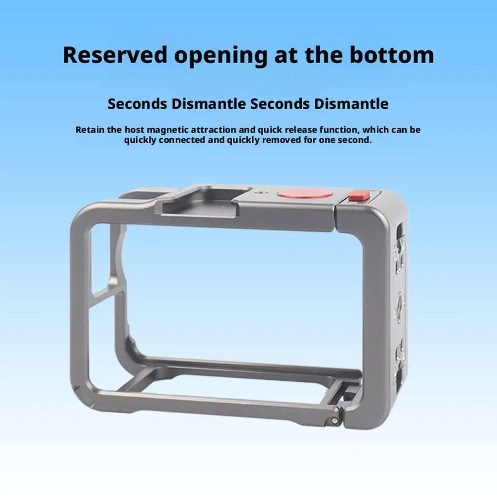 Jaula de Metal para DJI Action 6, carcasa de marco de aleación de aluminio, protección completa de liberación rápida con accesorios de cámara de expansión de zapata fría - imagen 3