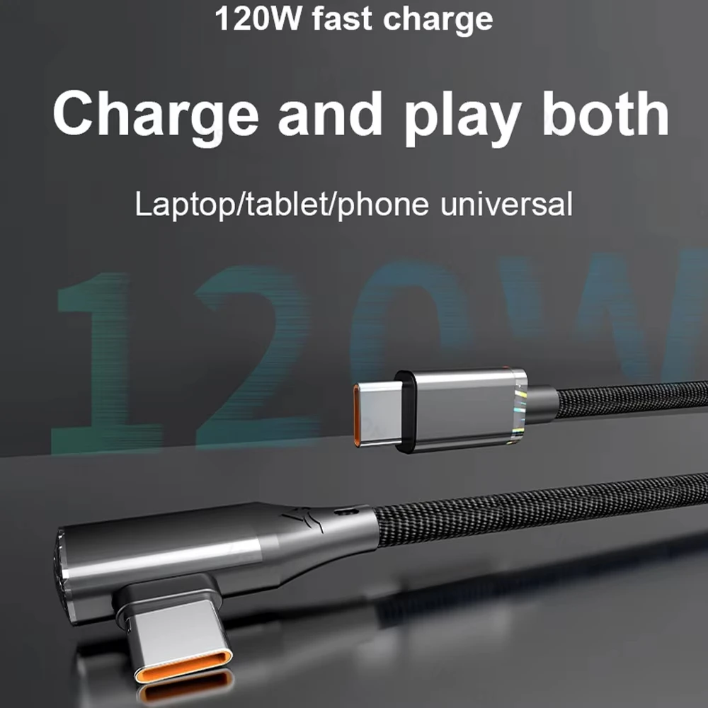 NNBILI 6A USB C a USB C Cable de 90 grados para OPPO 120W Cable de carga rápida para Honor Huawei Oneplus Realme cargador Cable de datos USBC - imagen 2