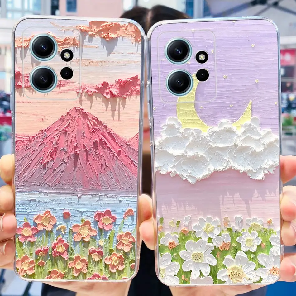 Funda con dibujo de gato y flores para Xiaomi Redmi Note 12 4G, carcasa suave de silicona TPU para Redmi Note 12 4G, parachoques Global - imagen 4